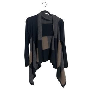 Peck and Peck WOOL CASHMERE COLORBLOCK CARDIGAN JACKET SZ M